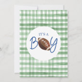 グリーンプレイドの少年たち サッカーベビーシャワー招待状 招待状 (裏面)