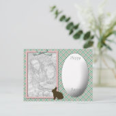 グリーンプレイドイースター写真テンプレート シーズンポストカード (スタンド正面)