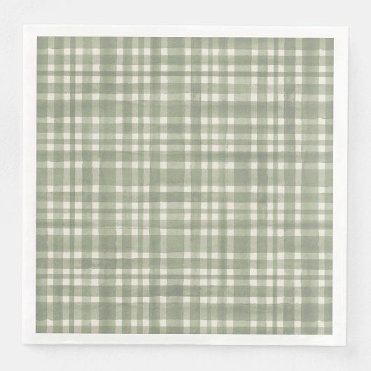 グリーンプレイドウォーターカラーギンガムパーティープレート (正面)