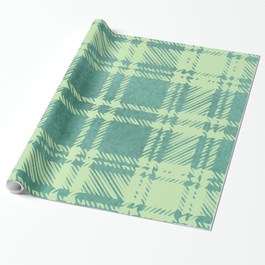 グリーンプレイドギフト包装紙 ラッピングペーパー (アンロールド)
