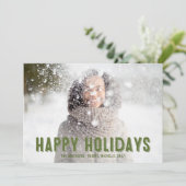 グリーンプレイドクリスマスハッピーホリデーズフォトカード シーズンカード (スタンド正面)