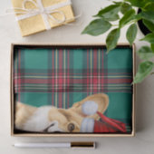 グリーンプレイドクリスマスペンブロークウェルシュコーギー犬 薄葉紙 (ギフト)