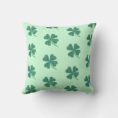グリーンプレイドシャムロック四葉クローバーパターン クッション (裏面)