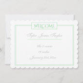 グリーンプレイドスクリパーソナライズされたプトベビーフォト誕生 案内状 (裏面)