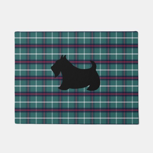 グリーンプレイドスコティッシュテリア ドアマット (正面)