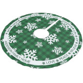 グリーンプレイドスノーフレークフェスティバルワーズクリスマス ブラッシュドポリエステルツリースカート (アングル)