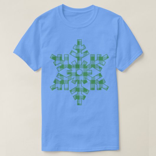 グリーンプレイドスノーフレーク Tシャツ (デザイン正面)