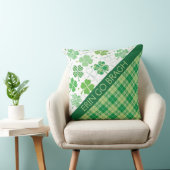 グリーンプレイドタータンチェックとシャムロック クッション (椅子)