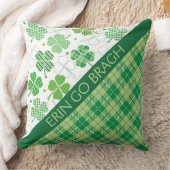 グリーンプレイドタータンチェックとシャムロック クッション (ブランケット)