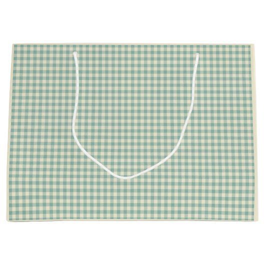 グリーンプレイドタータンチェックジンガムクリスマスホリデー ラージペーパーバッグ (正面)