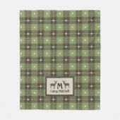 グリーンプレイドディアキャビン フリースブランケット (正面)