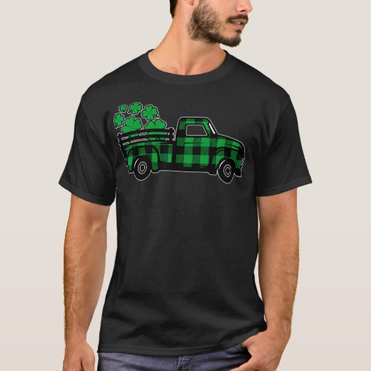 グリーンプレイドトラックシャムロックSt patricks dayメンズ Tシャツ (正面)