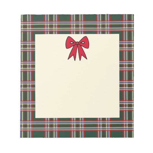 グリーンプレイドホリデークリスマスノートパッド ノートパッド (正面)