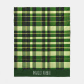 グリーンプレイドメッシュブリティッシュ幾何学模様 フリースブランケット (正面)