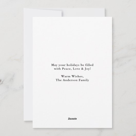 グリーンプレイドメリークリスマスファミリーフォトカード シーズンカード (裏面)