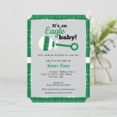 グリーンプレイドラトルイーグル赤ちゃんシャワー 招待状 (スタンド正面)
