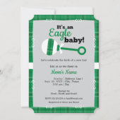 グリーンプレイドラトルイーグル赤ちゃんシャワー 招待状 (正面)