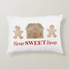 グリーンプレイド付きリバーシブルジンジャーブレッドクリスマス アクセントクッション