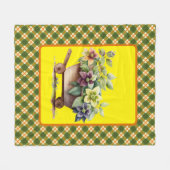 グリーンプレイド及びフローラフリースブランケット フリースブランケット (正面(横))