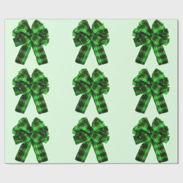 グリーンプレイド弓ラッピング紙 ラッピングペーパー