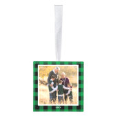 グリーンプレイド祖父母4写真クリスマス キューブオーナメント (右)