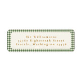 グリーンプレイド金ゴールド文字カスタム差出人住所 ラベル (正面)