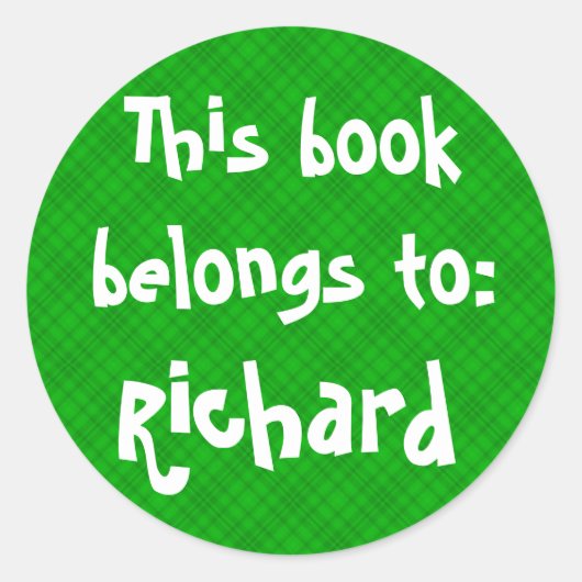 グリーンプレイド「この本は所有している」ラベル ラウンドシール (正面)