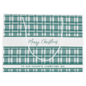 グリーンプレイド |メリークリスマス |名前をカスタムする ラージペーパーバッグ (裏面)