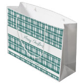 グリーンプレイド |メリークリスマス |名前をカスタムする ラージペーパーバッグ (裏面アングル)