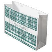 グリーンプレイド |メリークリスマス |名前をカスタムする ラージペーパーバッグ (正面アングル)