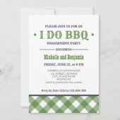 グリーンプレイド | ラスティック アイ・ドゥ BBQ 婚約パーティー 招待状 (正面)