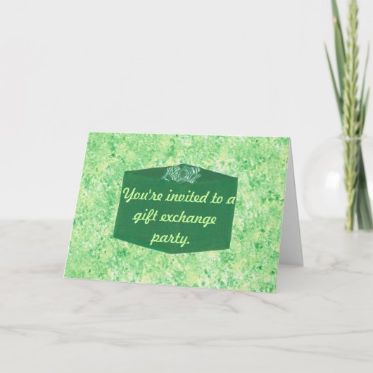 グリーンプレゼントクリスマス交換パーティー招待状 招待状 (正面)