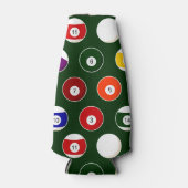 グリーンプールボールビリヤード模様 ボトルクーラー (正面)