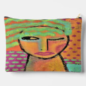 グリーンヘアオリジナル抽象芸術アート アクセサリーポーチ (裏面)