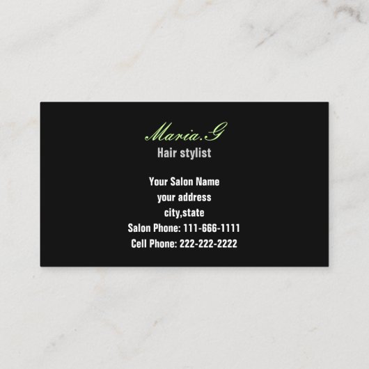 グリーンヘアサロン名刺 名刺 (裏面)