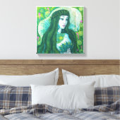 グリーンヘアマーメイド水中ファンタジー超現実美術 キャンバスプリント (インサイチュ (寝室))