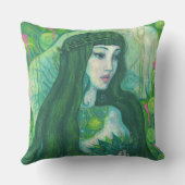 グリーンヘアマーメイド水中ファンタジー超現実美術 クッション (裏面)
