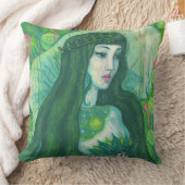 グリーンヘアマーメイド水中ファンタジー超現実美術 クッション (ブランケット)