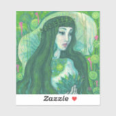 グリーンヘアマーメイド水中ファンタジー超現実美術 シール (シート)