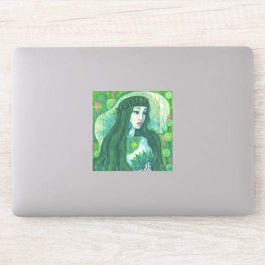 グリーンヘアマーメイド水中ファンタジー超現実美術 シール (コンピューター)