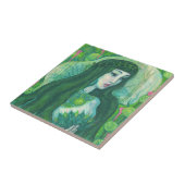 グリーンヘアマーメイド水中ファンタジー超現実美術 タイル (側面)