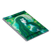 グリーンヘアマーメイド水中ファンタジー超現実美術 ノートブック (右側)