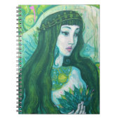 グリーンヘアマーメイド水中ファンタジー超現実美術 ノートブック (正面)