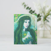 グリーンヘアマーメイド水中ファンタジー超現実美術 ポストカード (スタンド正面)