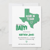 グリーンヘリンボーン作りテキサス州フォトベビー 案内状 (正面)