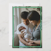 グリーンヘリンボーン作りテキサス州フォトベビー 案内状 (裏面)