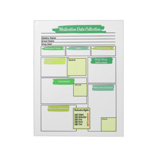 グリーンヘルスケア学生の投薬テンプレート ノートパッド (回転)
