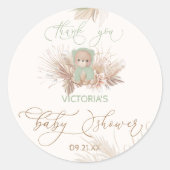グリーンベアフローラベビーシャワーありがとう ラウンドシール (正面)