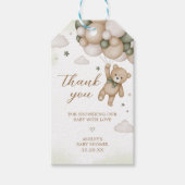 グリーンベアーバルーンベビーシャワーメッセージカード ギフトタグ (正面)