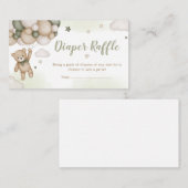 グリーンベアーバルーン赤ちゃんシャワーおむつラッフル エンクロージャーカード (正面/裏面)